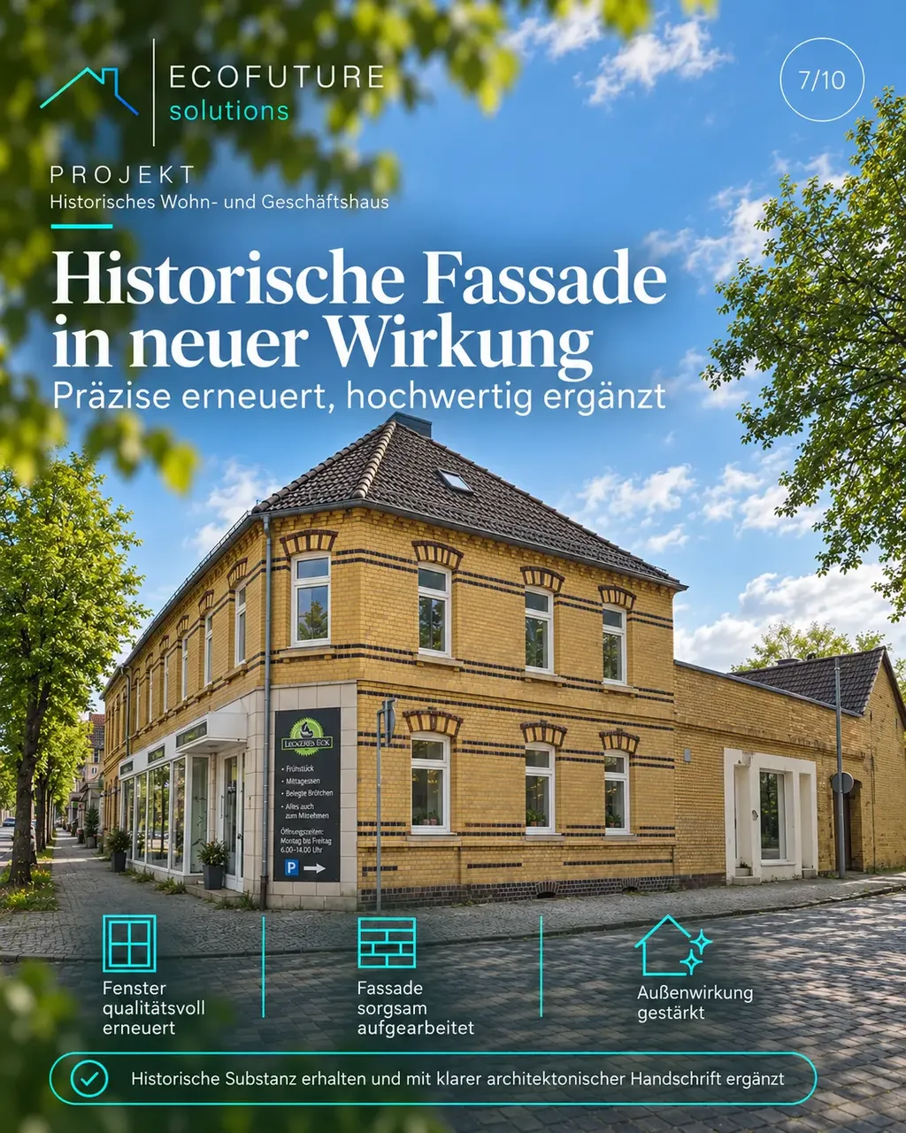 Visualisierung der Straßenansicht mit erneuerten Fenstern