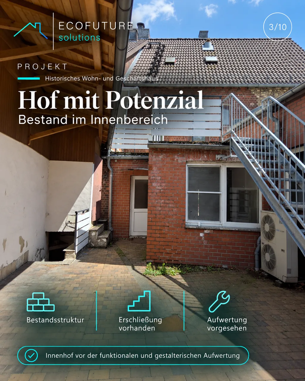 Innenhof im Bestand vor der Sanierung