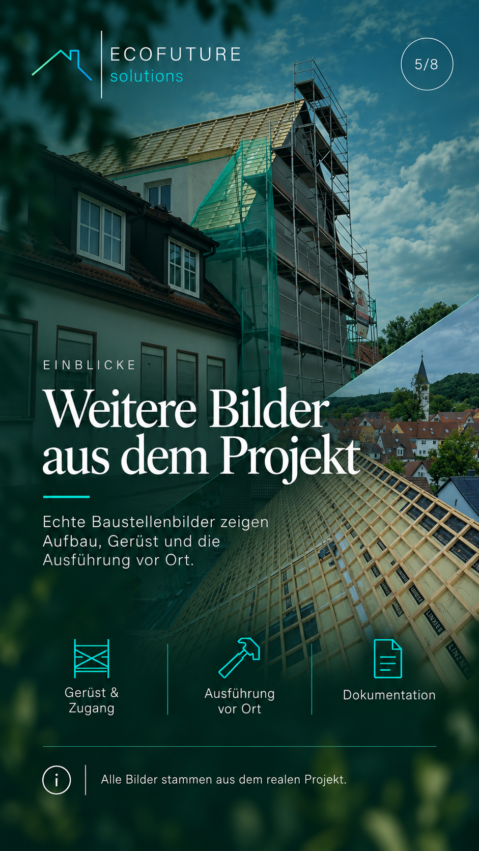 Baustellenansichten der Dachsanierung.